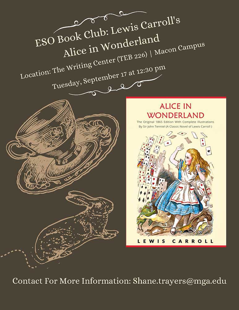 ESO Book Club: Lewis Carroll's Alice in Wonderland flyer.